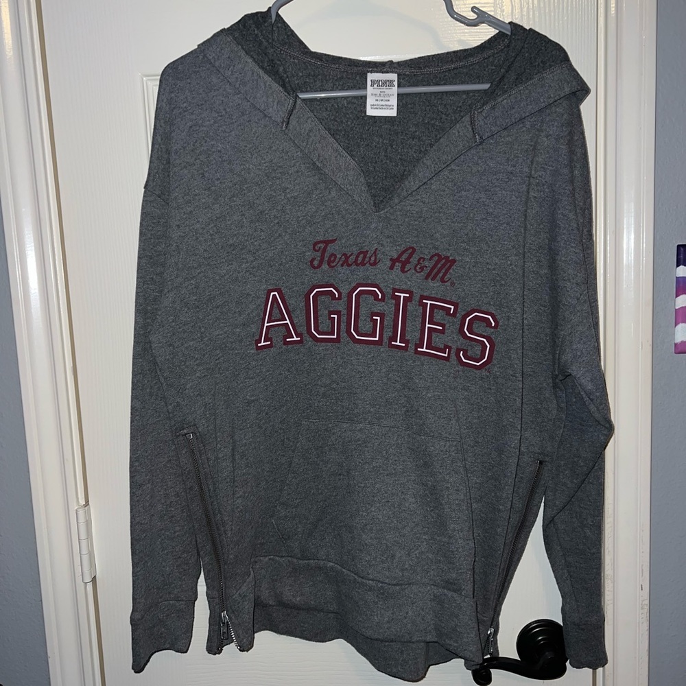 VS Pink Aggies Light V-neck Hoodie w/ zippers on side